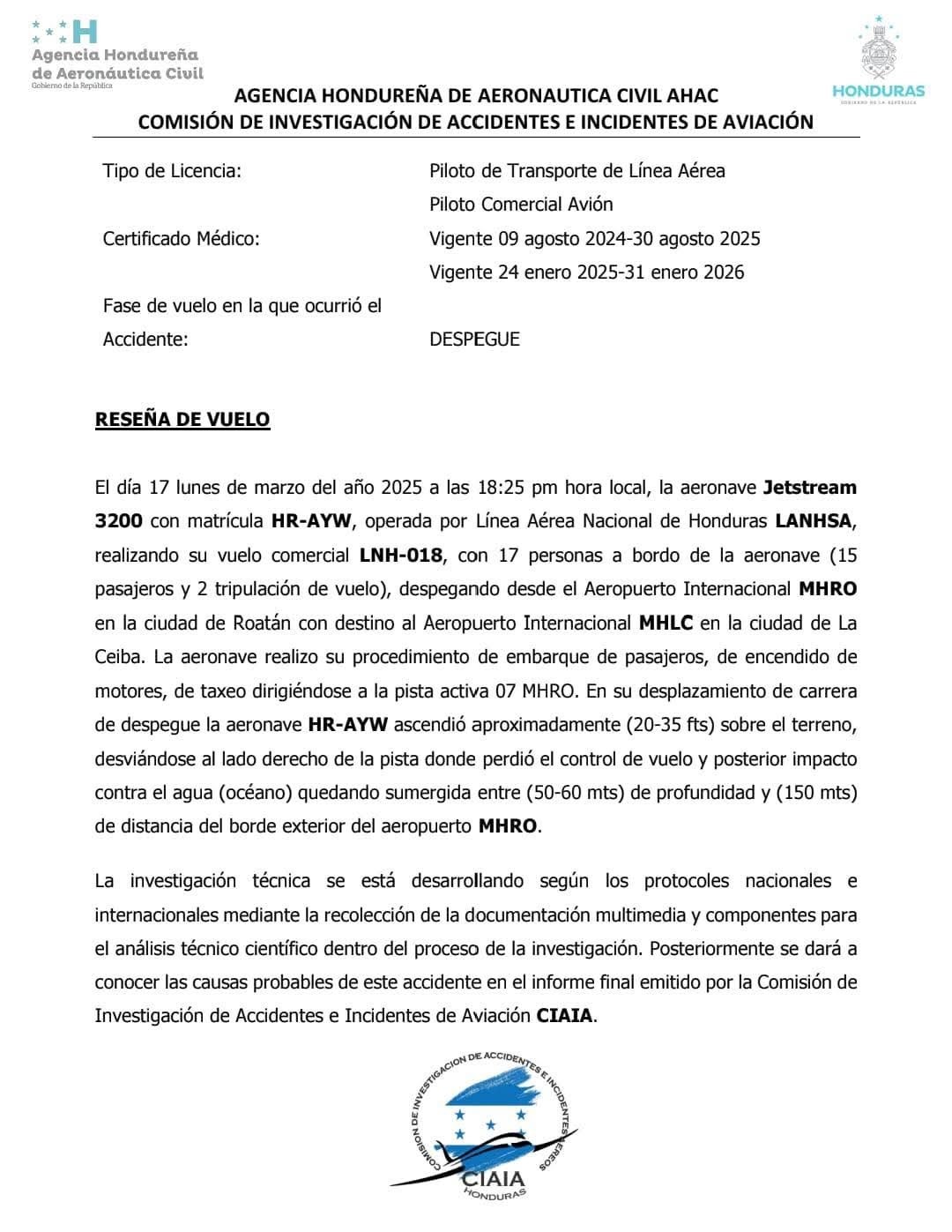 Reseña de vuelo. 