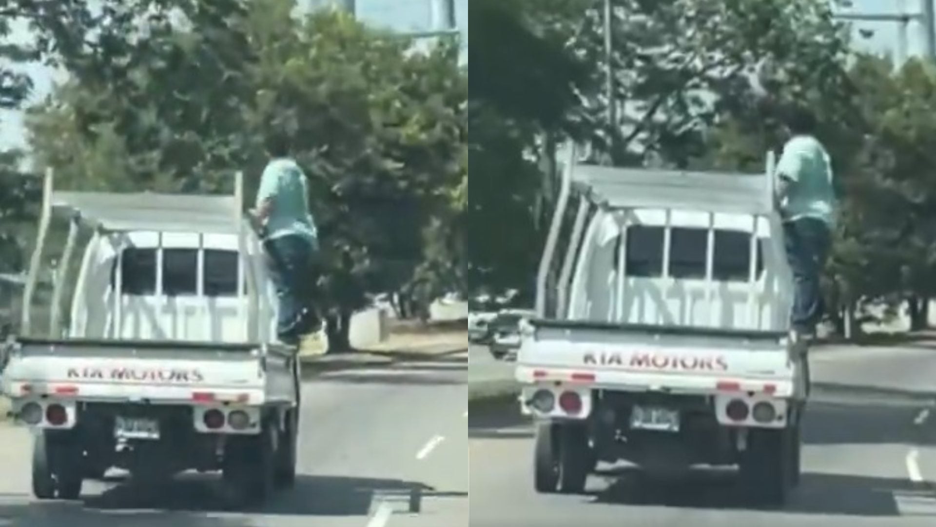 capta a hombre viajando parado vehículo CA-5