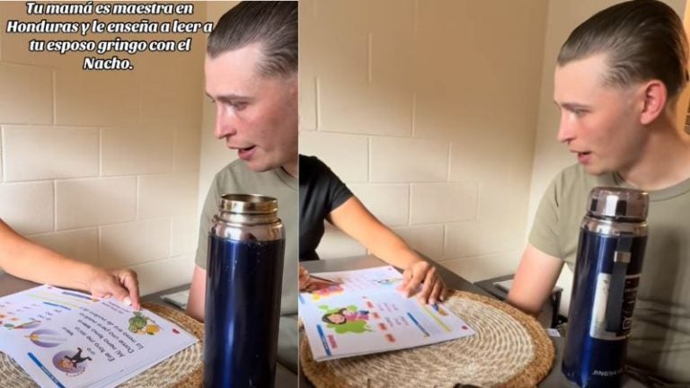 Maestra hondureña enseña a leer español a su yerno ‘gringo’ con el ‘Nacho’