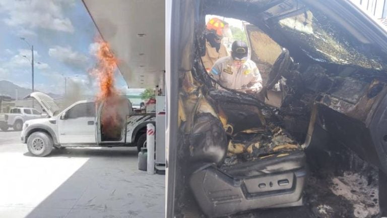 Auto incendia gasolinera Comayagua