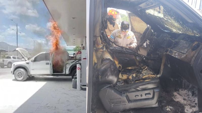 Auto incendia gasolinera Comayagua