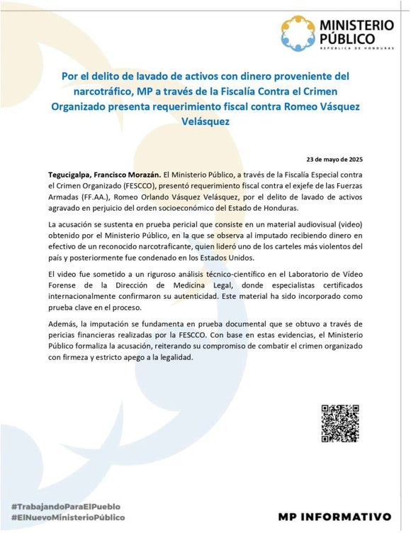 Comunicado del Ministerio Público