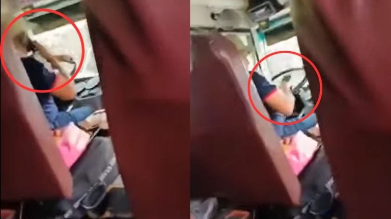 Graban a chofer de bus usando el celular al volante en la ruta Olanchito – La Ceiba