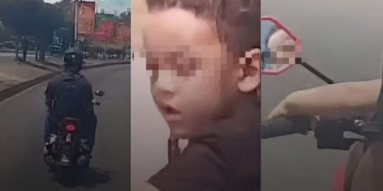 ¡Grave irresponsabilidad! Hombre deja que niño sin casco maneje motocicleta en pleno anillo periférico TGU