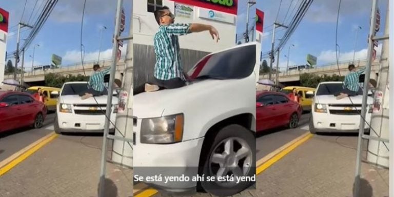 ¡No lo dejó huir! Se subió al tonó tras choque en la capital