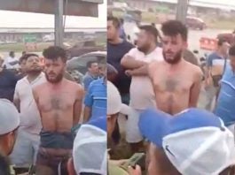 Vendedores amarran a supuesto ladrón