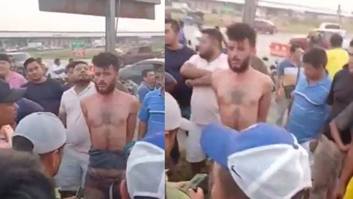 Vendedores amarran a supuesto ladrón