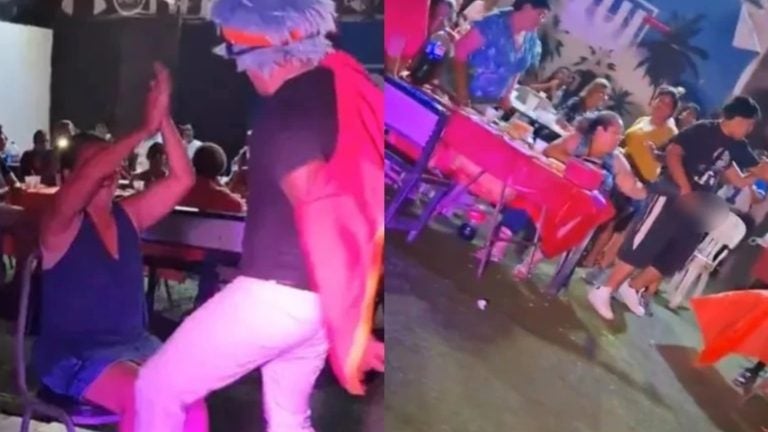Esposo amenaza con cuchillo a payaso