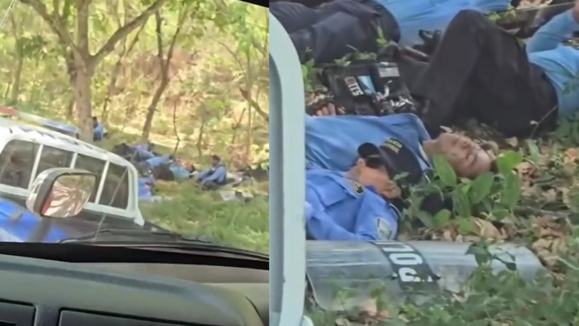 policías descansan en Choloma