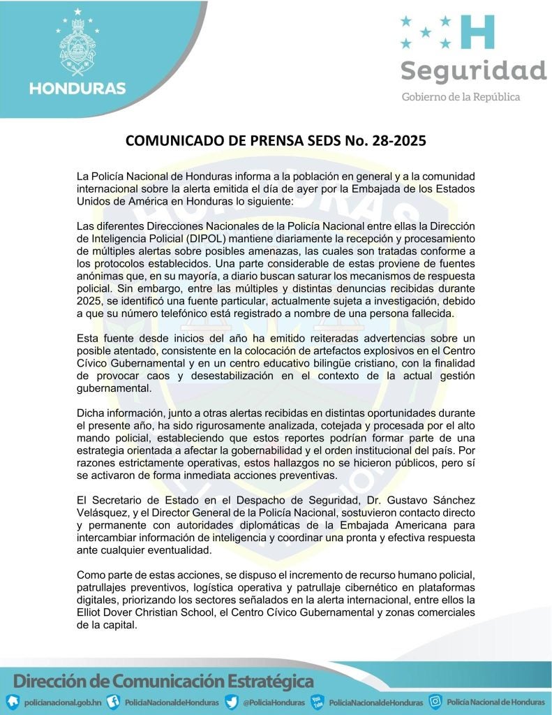 PN detecta mensajes de alerta sobre atentados en celular de fallecido