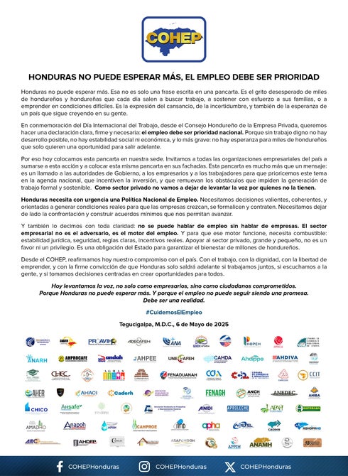 Pronunciamiento del Cohep