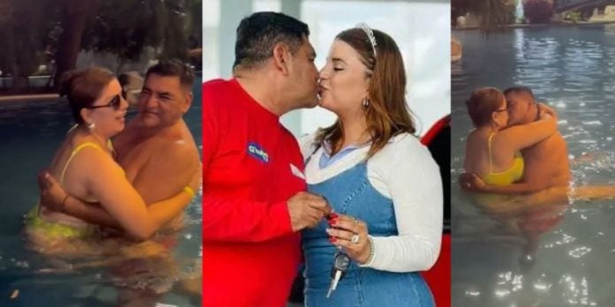 Captan apasionado encuentro entre el “Halcón” y su pareja en una piscina