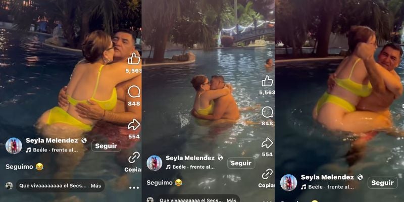 Captan apasionado encuentro entre el “Halcón” y su pareja en una piscina