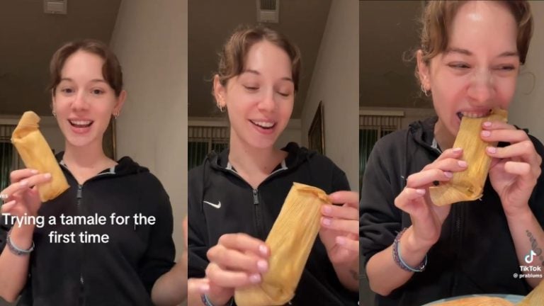 Joven estadounidense se viraliza por intentar comer un tamal con todo y hoja