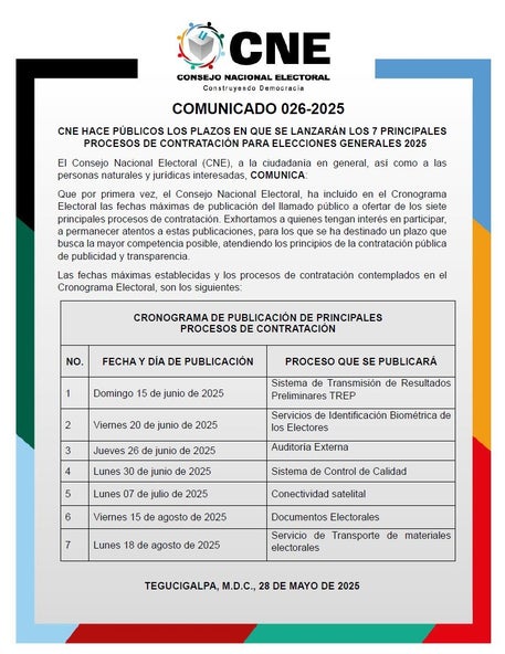 Comunicado del CNE