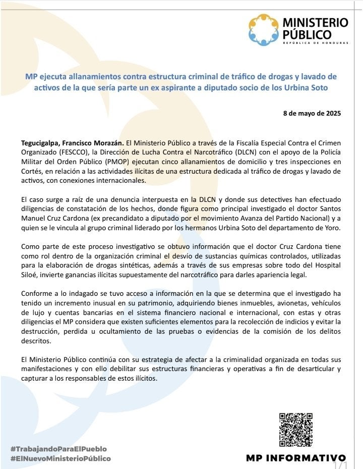 Comunicado del MP.