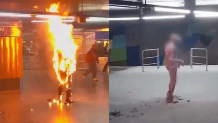 hombre se prende fuego en Brasil