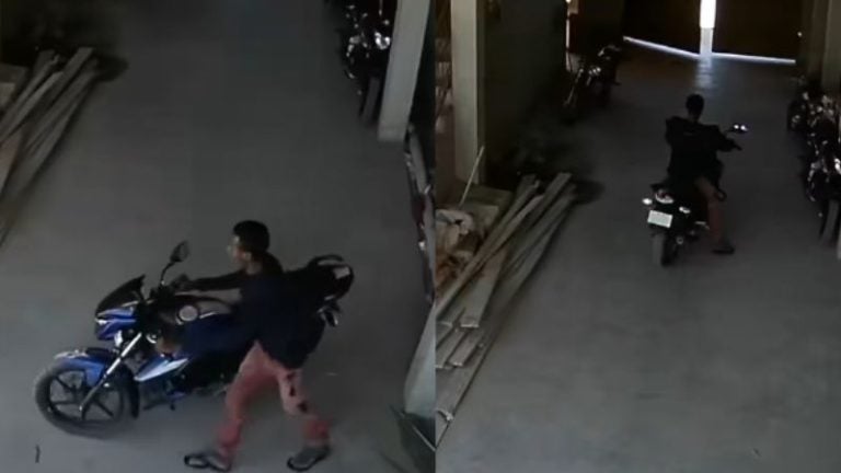 Cámara de seguridad capta a sujeto robando una motocicleta en Olancho