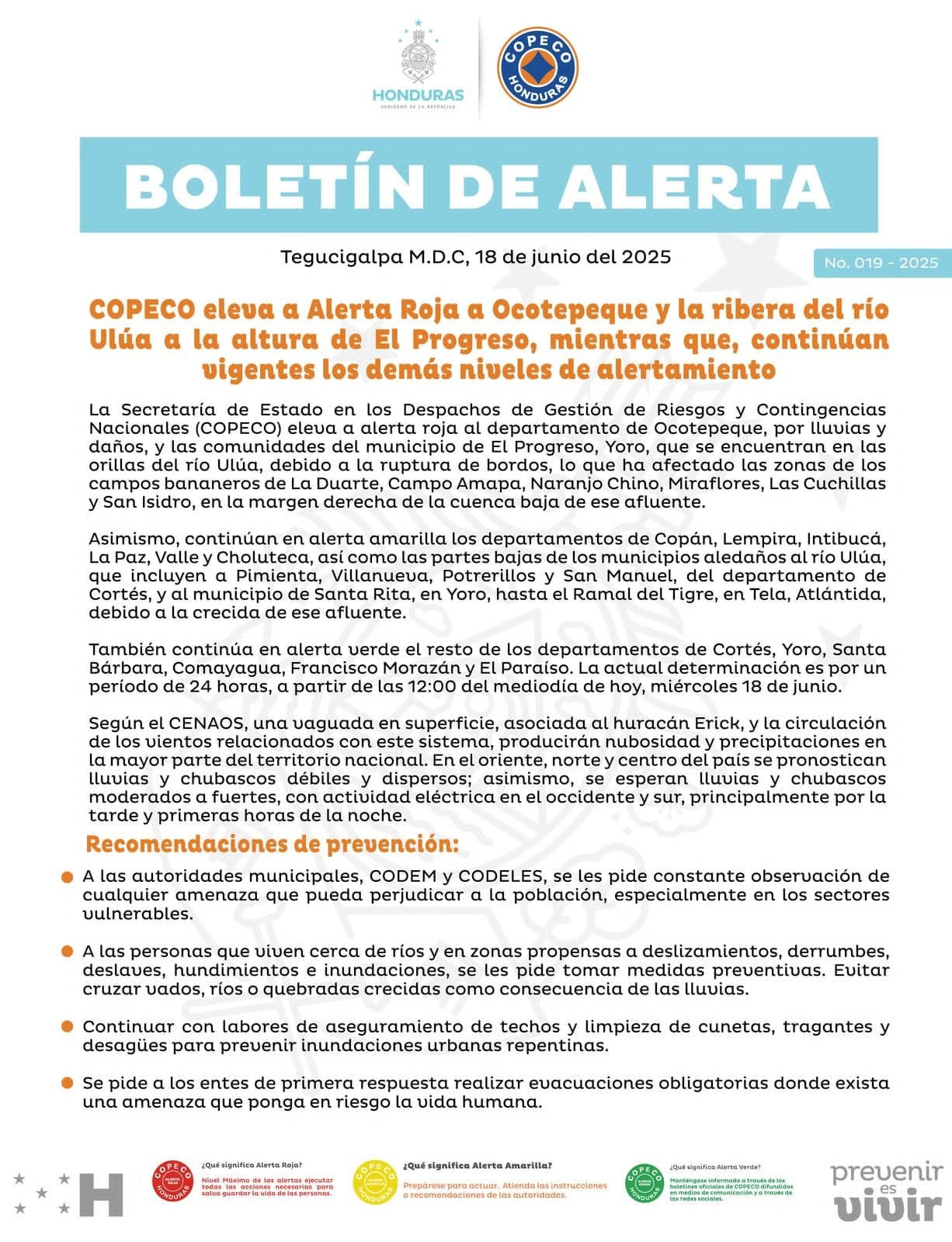 alerta roja Copeco