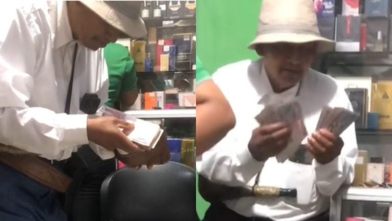Exhiben al apóstol Chago contando un montón de billetes antes de guardárselos