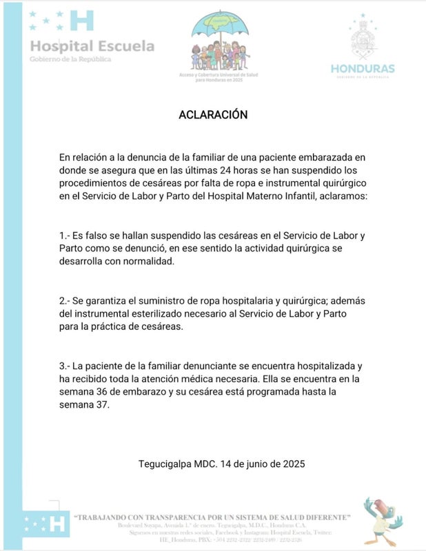 Comunicado HE cesáreas
