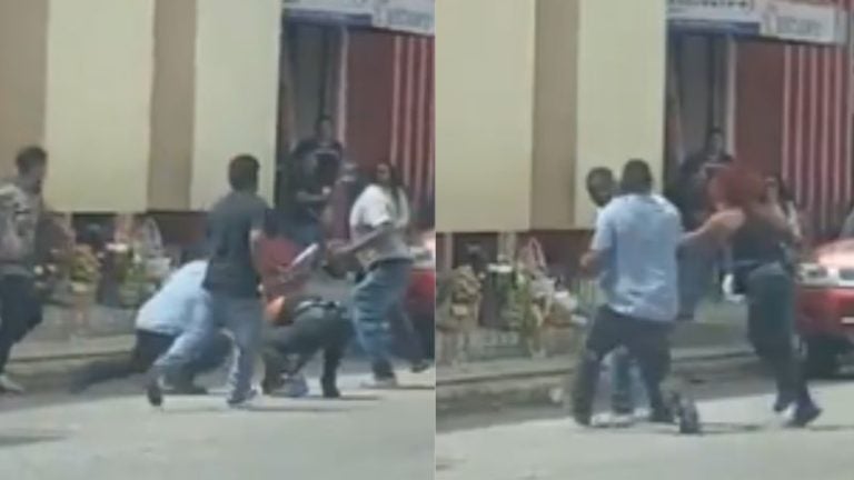 Lamentable: varios ciudadanos se van a los golpes frente a un mercado en Comayagua