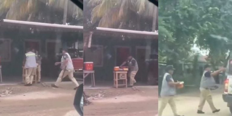 ¿Robo o decomiso? Captan a policías municipales llevándose producto de un pequeño negocio en Cortés
