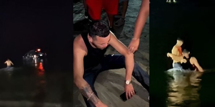 ¡Se tiró al mar con todo y carro! Insólito suceso en Puerto Cortés
