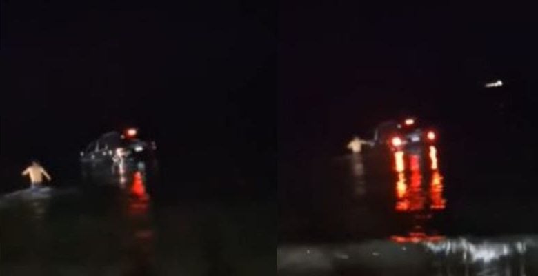 ¡Se tiró al mar con todo y carro! Insólito suceso en Puerto Cortés
