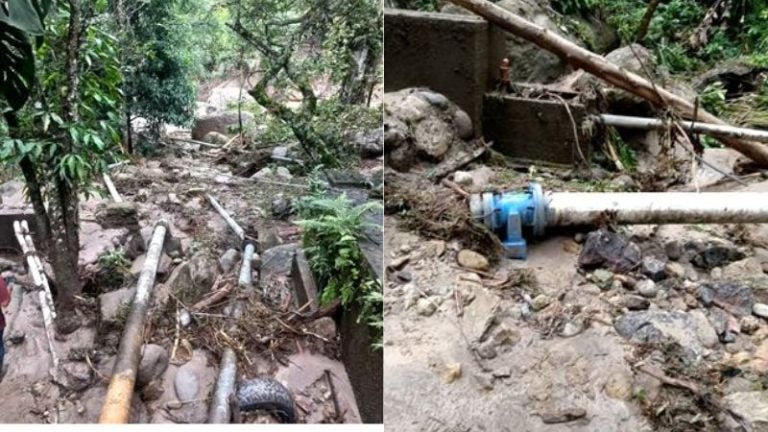 Crecida del río La Laborcita destruye red de agua potable en Ocotepeque