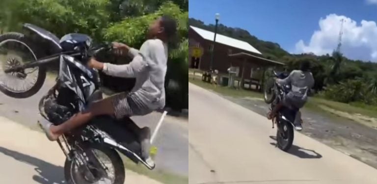 Graban a jovencito haciendo «piques» sin casco en calles de Roatán
