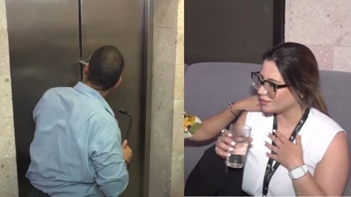 Empleada del Poder Judicial atrapada en ascensor