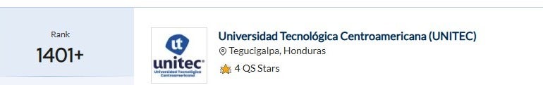 Unitec es la única universidad de Honduras que aparece en el ranking, según reportes. 