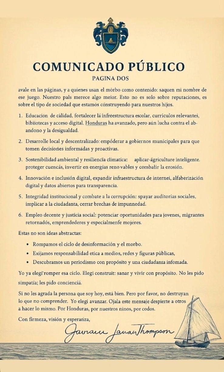 Segunda página del comunicado. 