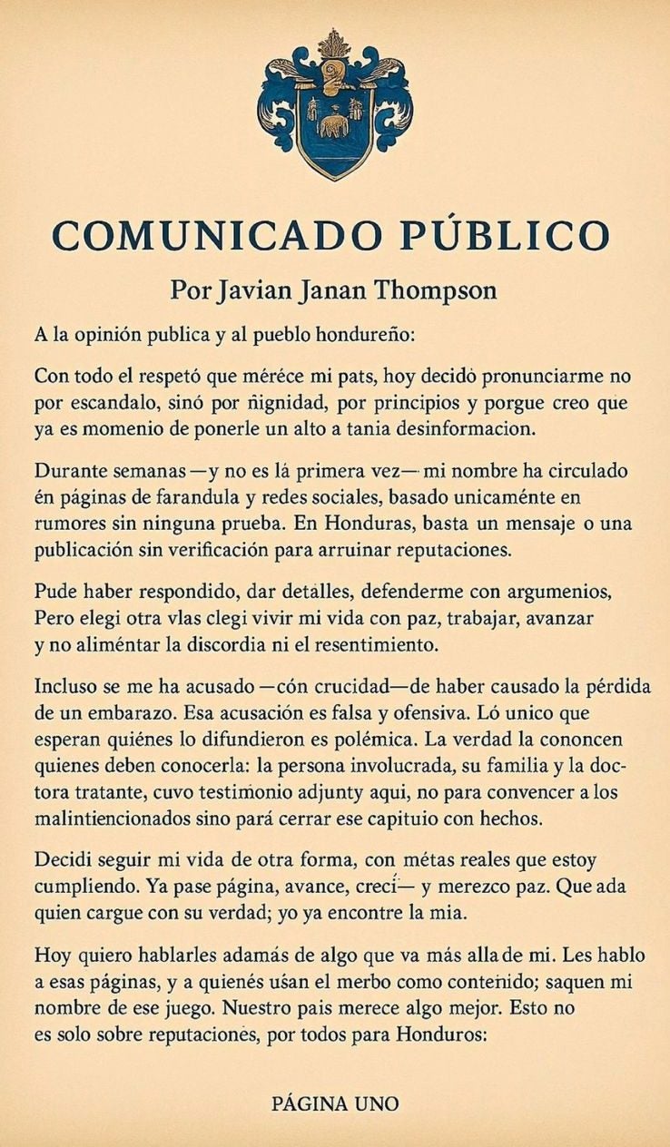 Parte 1 del comunicado. 
