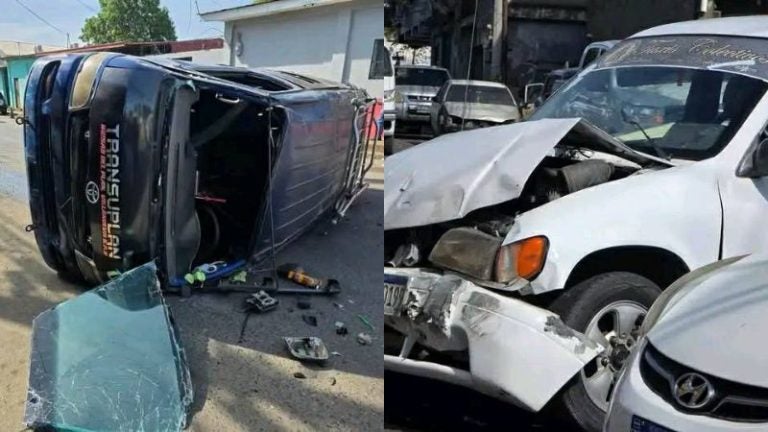 Fuerte choque entre busito y taxi en SPS deja varios heridos