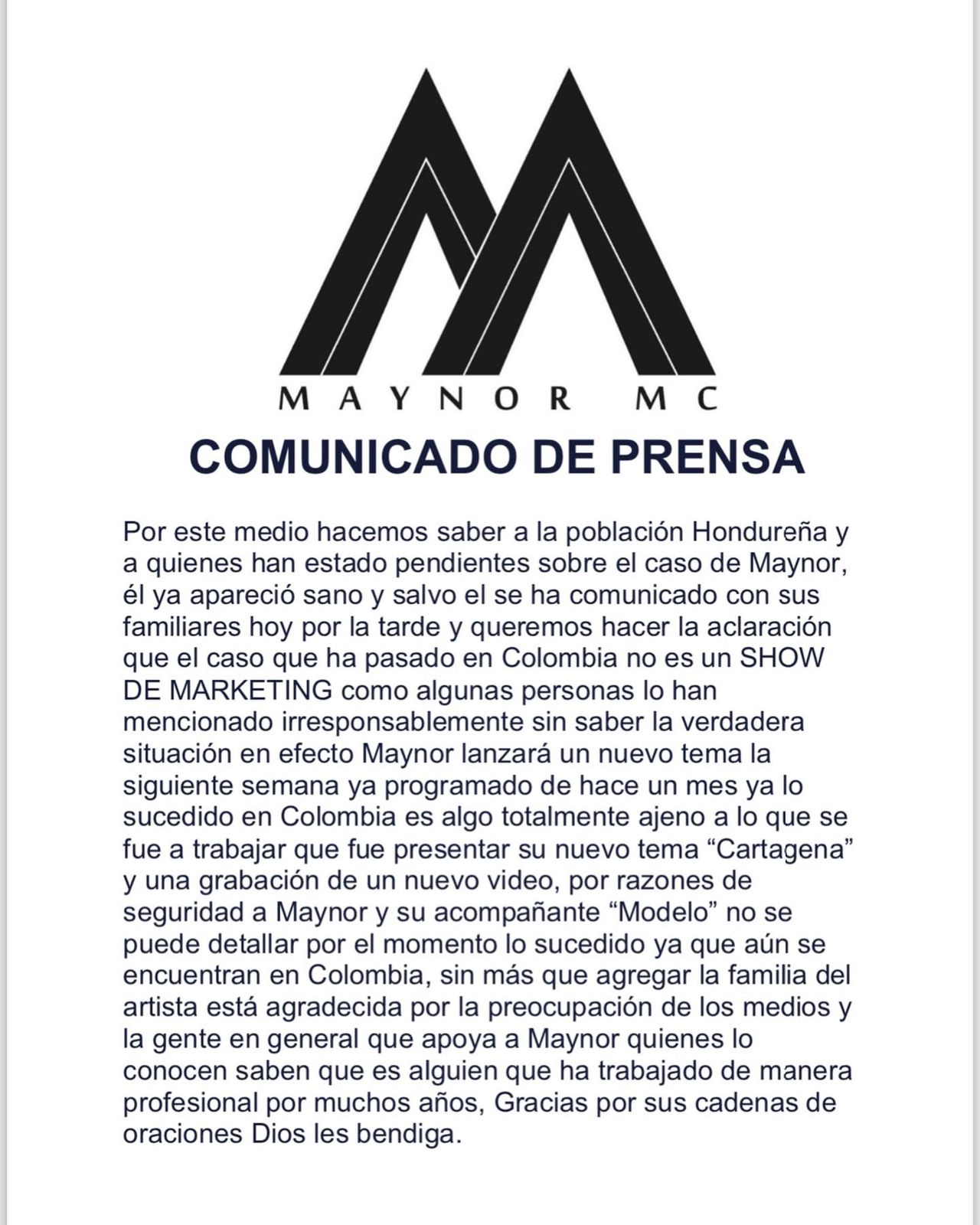 Comunicado de prensa. 