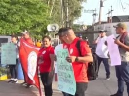 Empleados de maquila protestan en San Pedro Sula
