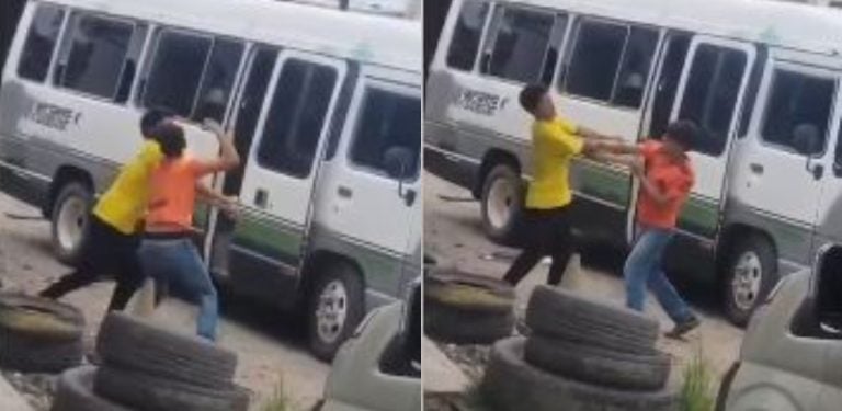 Santa Bárbara: jóvenes se enfrentan a puñetazos por pasajeros