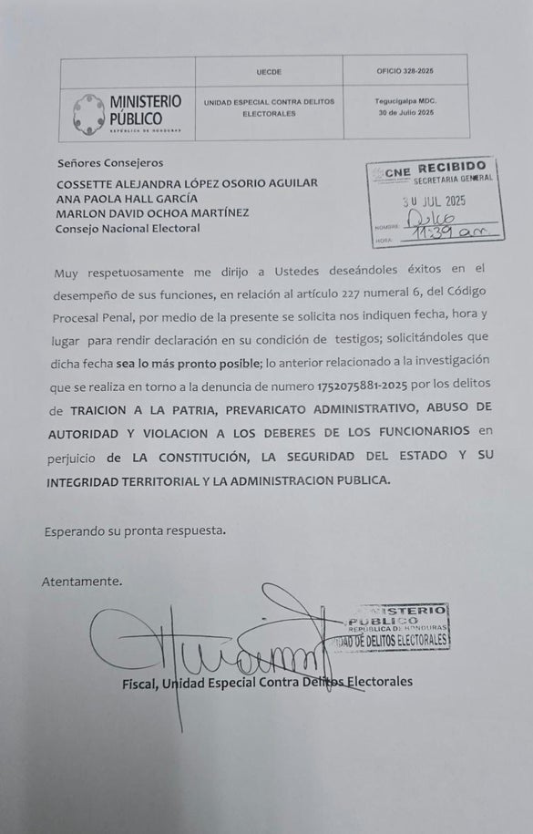 Citación del MP a consejeros