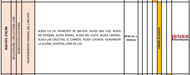 Cortes de energía viernes 1 de agosto 2025 3
