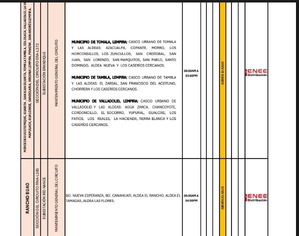 Anuncian cortes de energía de más de 7 horas en varios zonas del país este jueves