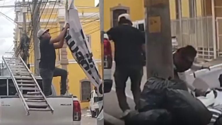 Simpatizantes de Libre retiran carteles con críticas al gobierno en TGU