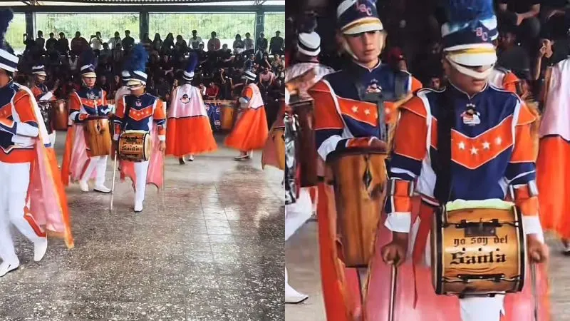 hondureño destaca en banda al tocar tambor