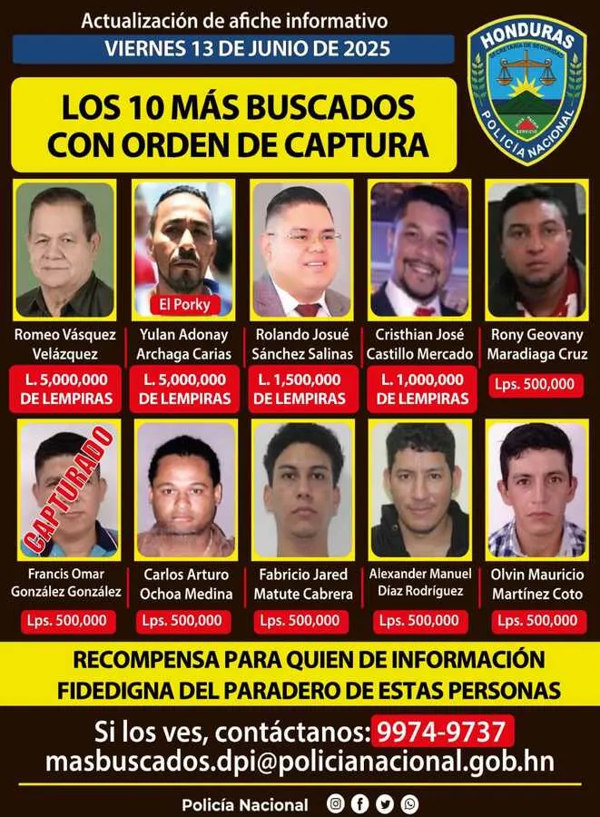 mas buscados Honduras
