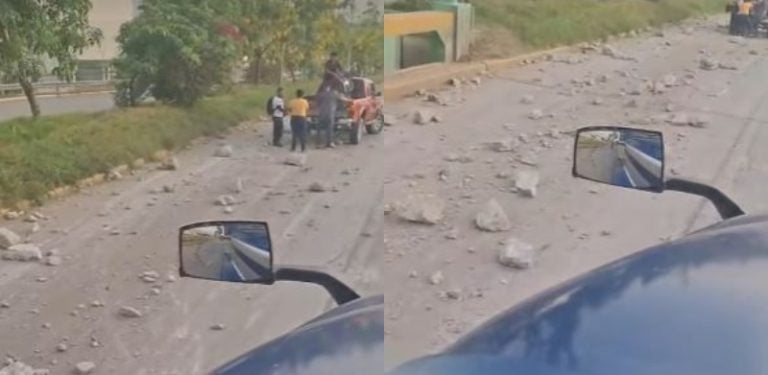 ¡Peligro! Volqueta derrama rocas en el segundo anillo de SPS