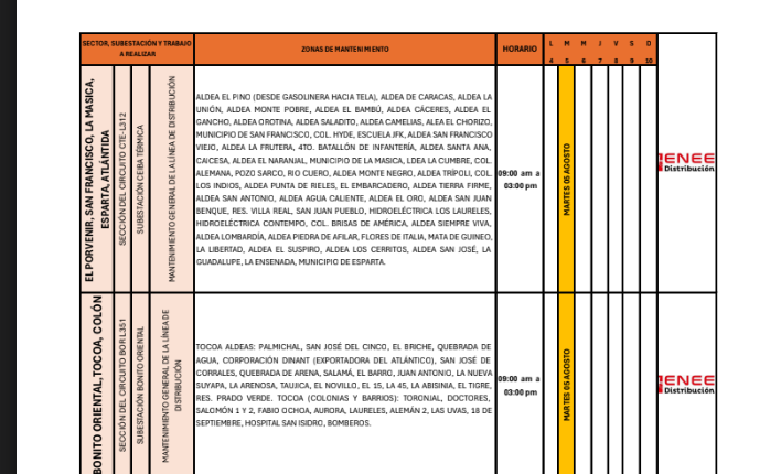 Prepárese: este martes habrá interrupciones de energía en varias zonas del país