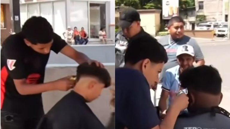 Barbero realiza cortes gratuitos y obsequia comida en el Hospital Escuela