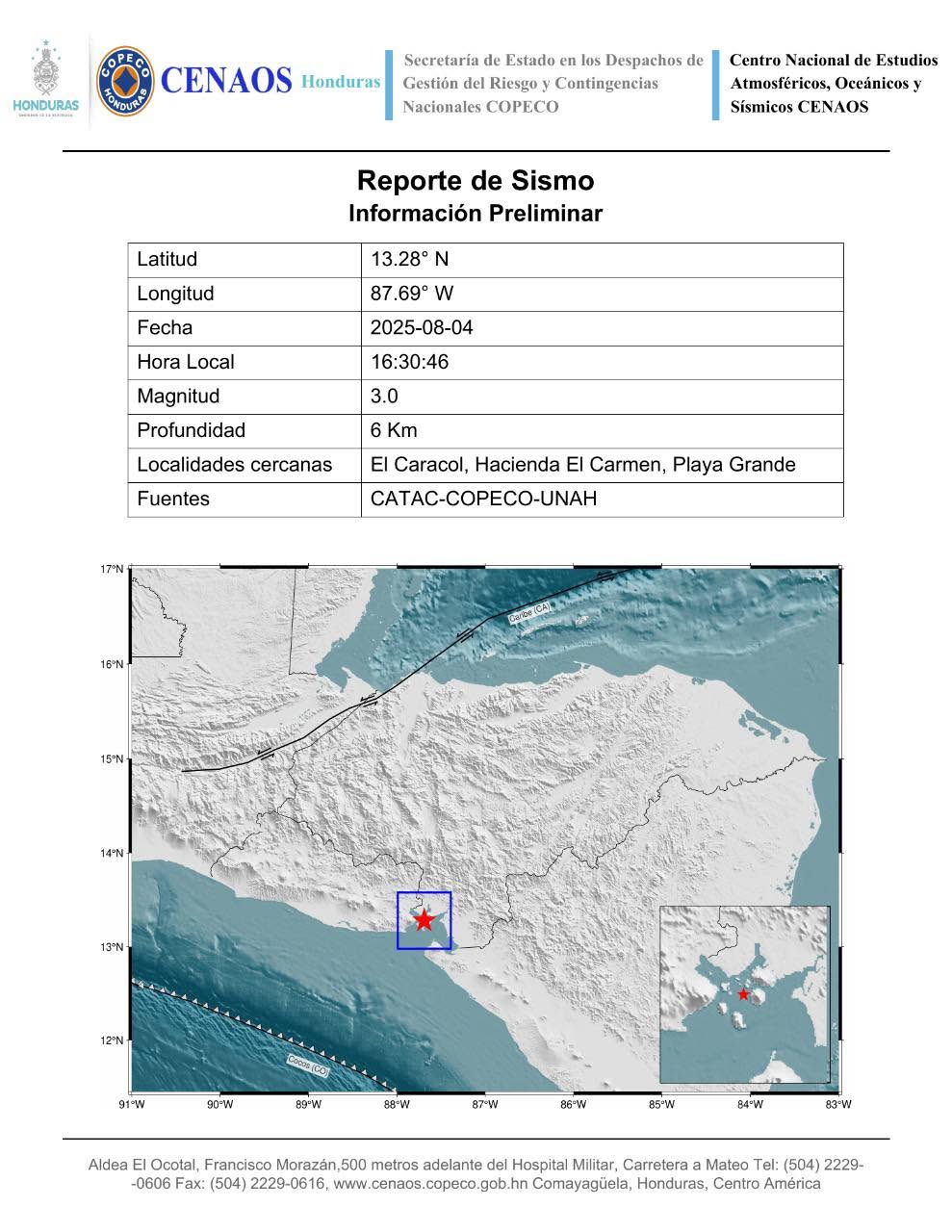 Siguen temblores en Honduras: nuevo sismo sacude el sur del país