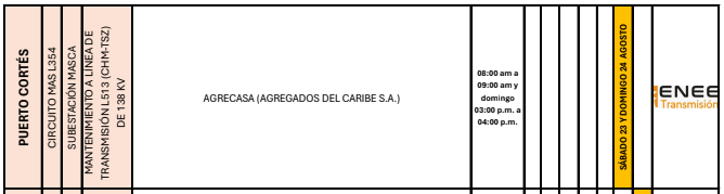 Cortes de energía domingo 24 agosto 2025 3